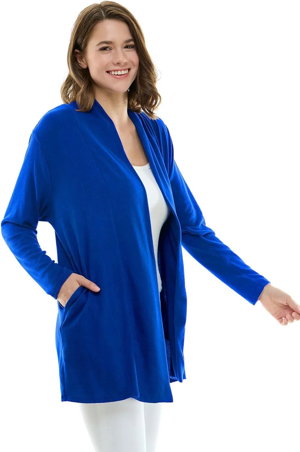 Women's Casual Lightweight Open Front Cardigans with Pockets and Formal Thin Kimono Duster Sweater Cardigan