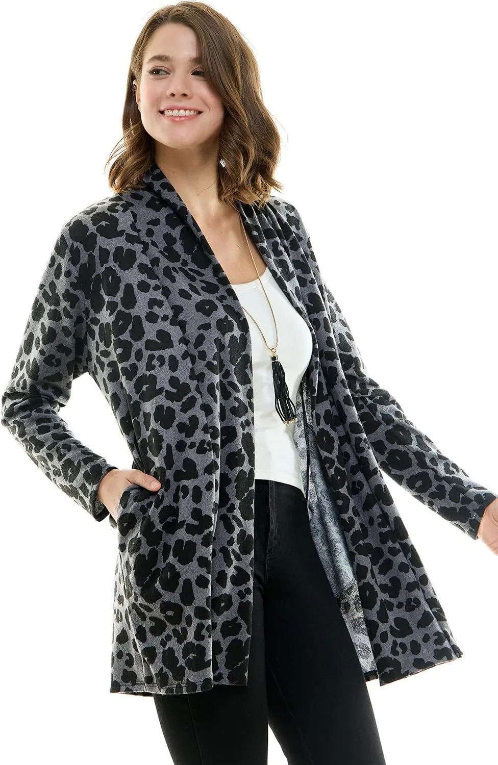 Women's Casual Lightweight Open Front Cardigans with Pockets and Formal Thin Kimono Duster Sweater Cardigan