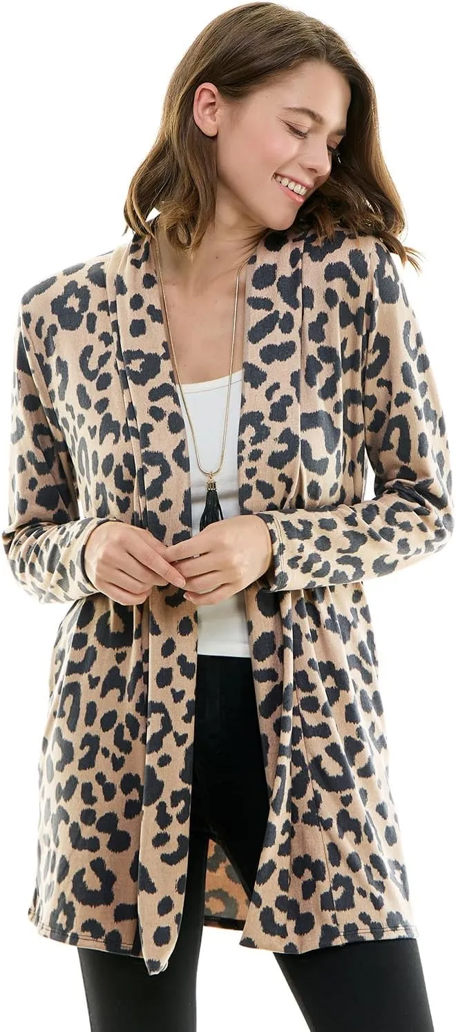 Women's Casual Lightweight Open Front Cardigans with Pockets and Formal Thin Kimono Duster Sweater Cardigan