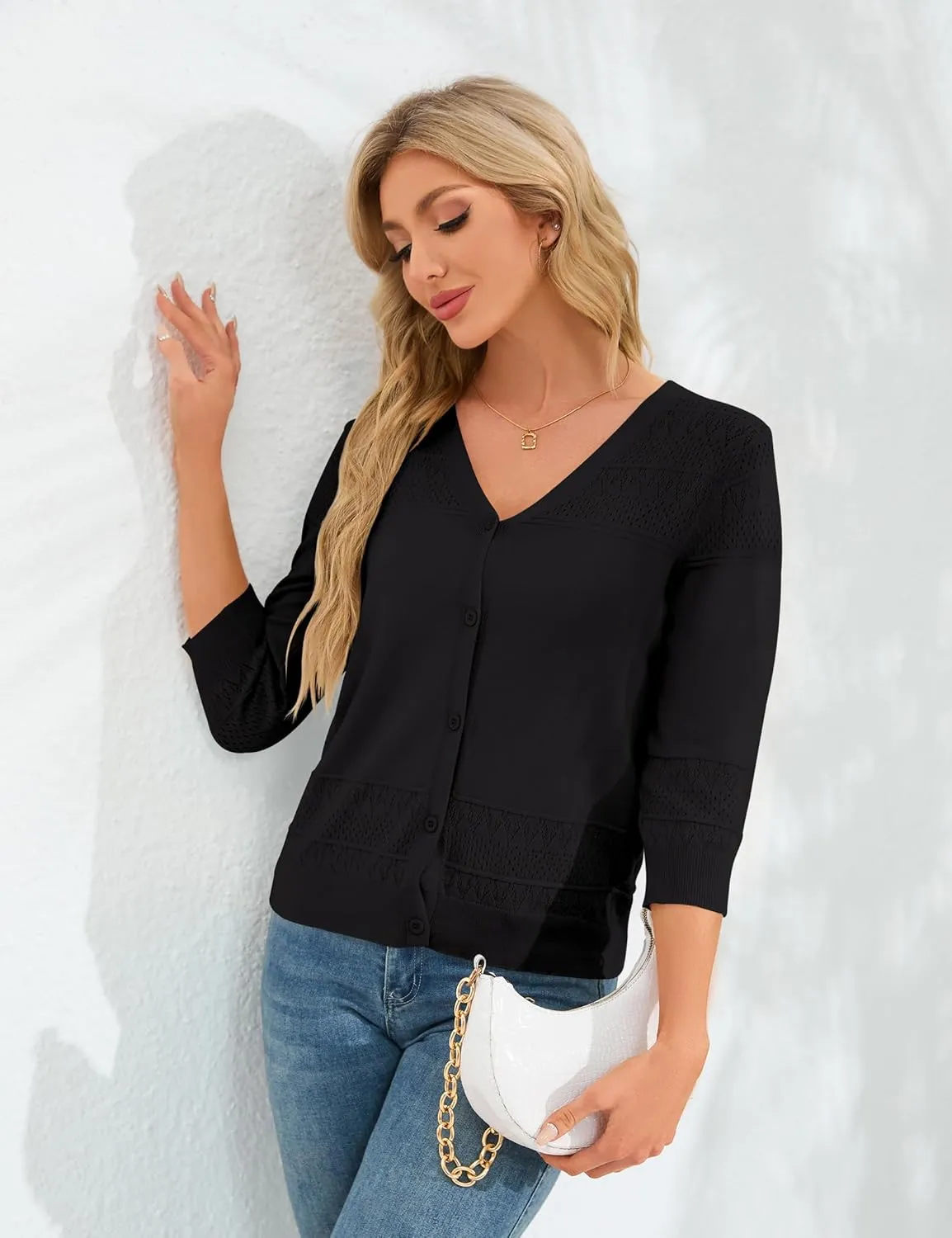 Womens Cropped Cardigan Knit Shrugs for Dresses V Neck Button Down Bolero Cardigans Sweaters