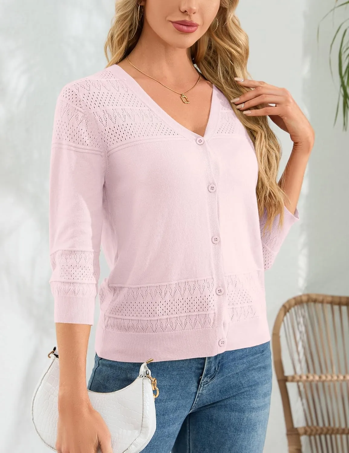 Womens Cropped Cardigan Knit Shrugs for Dresses V Neck Button Down Bolero Cardigans Sweaters