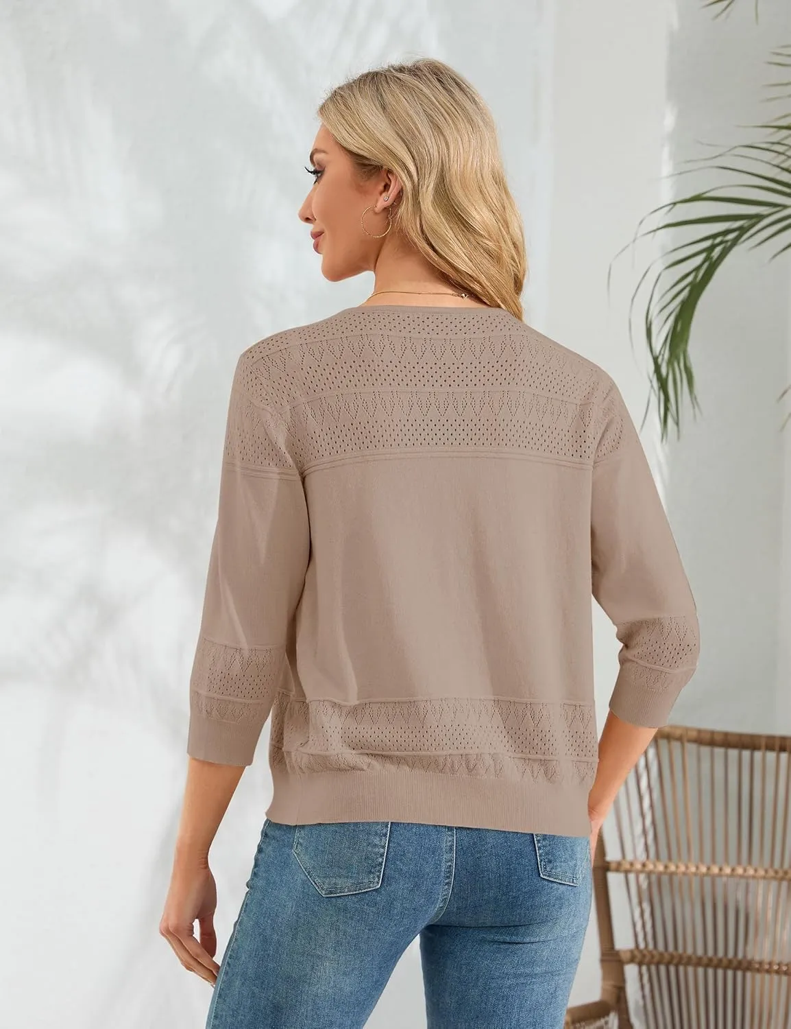Womens Cropped Cardigan Knit Shrugs for Dresses V Neck Button Down Bolero Cardigans Sweaters