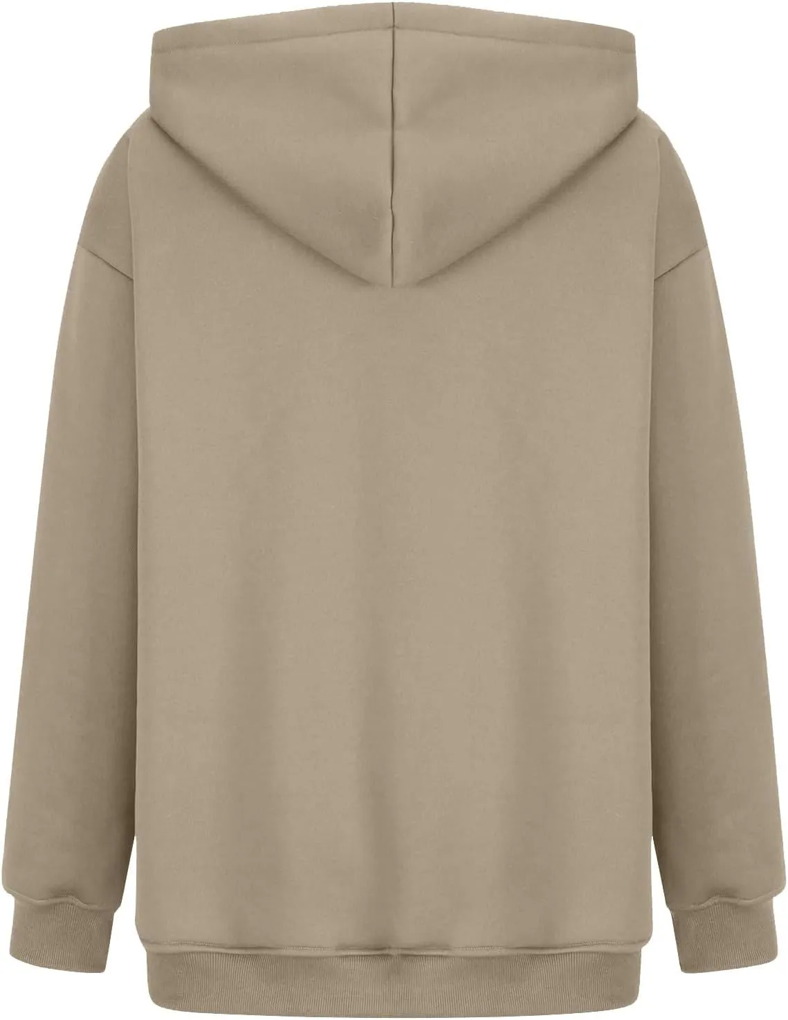 Women's Fall Casual Big Size Solid Color Classic Long Sleeve Hooded Sweatshirt Fashion Loose with Pockets