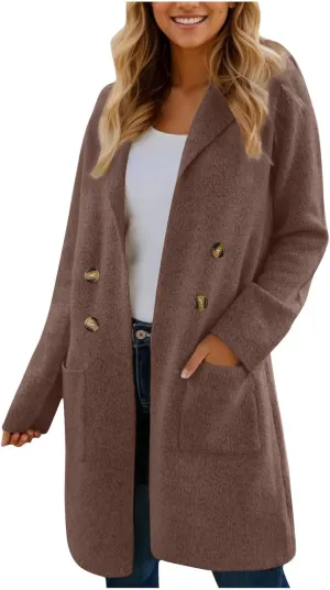 Womens Fall Long Cardigan Sweater Trendy Knit Jacket Coat Dressy Blazer Coatigan Open Front Coat Knit Winter Jackets