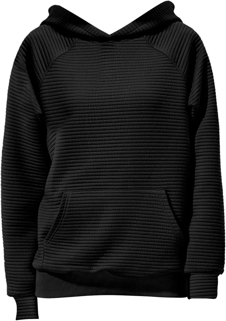 Women's Hooded Sweatshirts Striped Textured Pullover Coat with Pockets Casual Oversized Preepy Sweater Hoodies Trendy