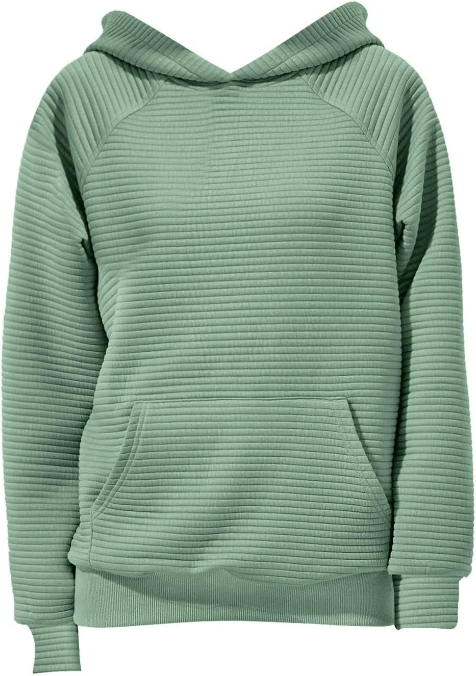 Women's Hooded Sweatshirts Striped Textured Pullover Coat with Pockets Casual Oversized Preepy Sweater Hoodies Trendy