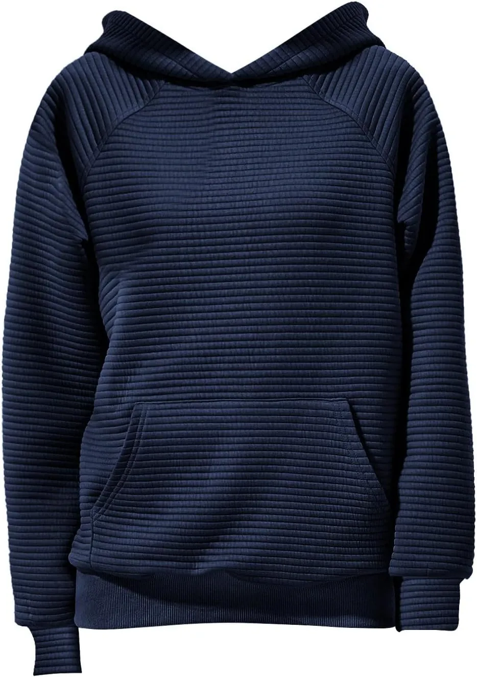 Women's Hooded Sweatshirts Striped Textured Pullover Coat with Pockets Casual Oversized Preepy Sweater Hoodies Trendy
