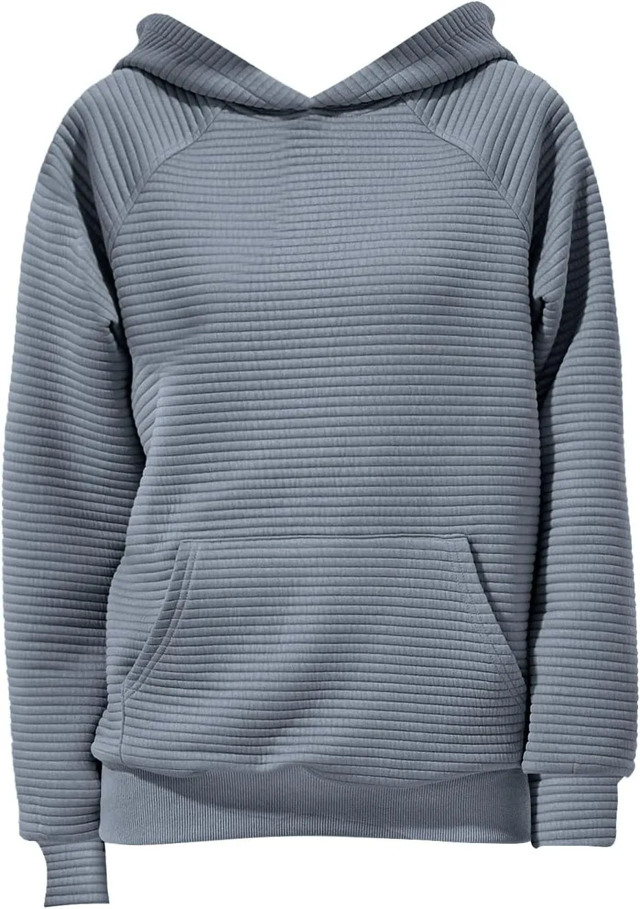 Women's Hooded Sweatshirts Striped Textured Pullover Coat with Pockets Casual Oversized Preepy Sweater Hoodies Trendy