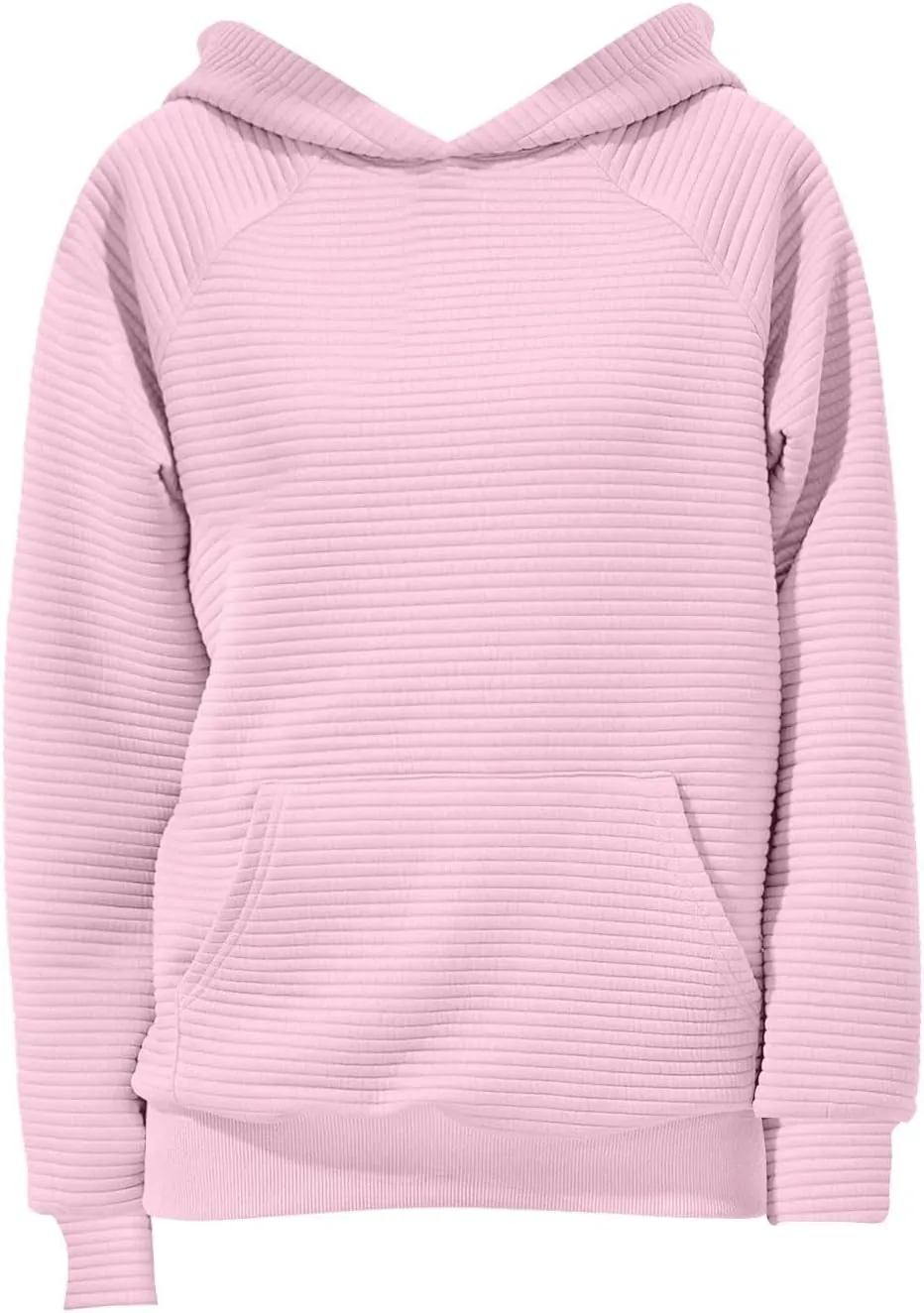 Women's Hooded Sweatshirts Striped Textured Pullover Coat with Pockets Casual Oversized Preepy Sweater Hoodies Trendy