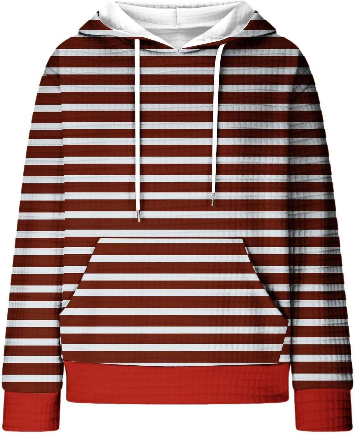 Womens Hoodies Casual Long Sleeve Drawstring Waffle Pullover Tops Solid Hoodie with Pockets