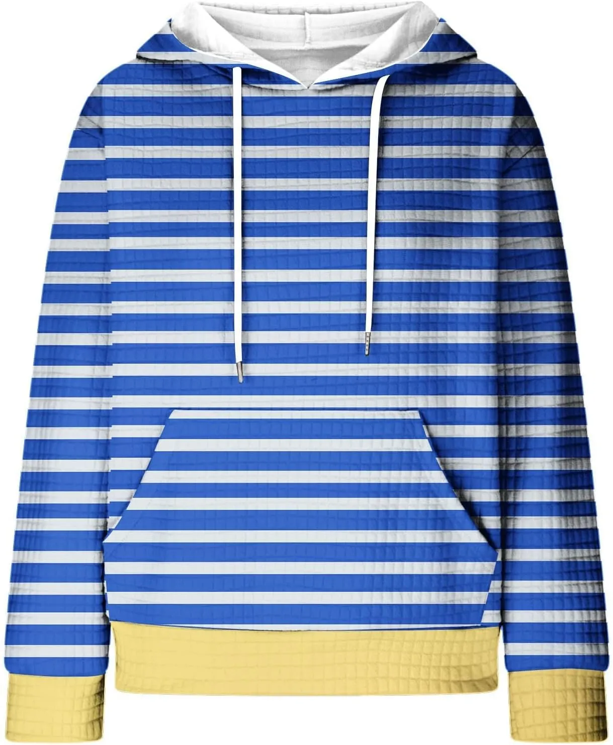 Womens Hoodies Casual Long Sleeve Drawstring Waffle Pullover Tops Solid Hoodie with Pockets