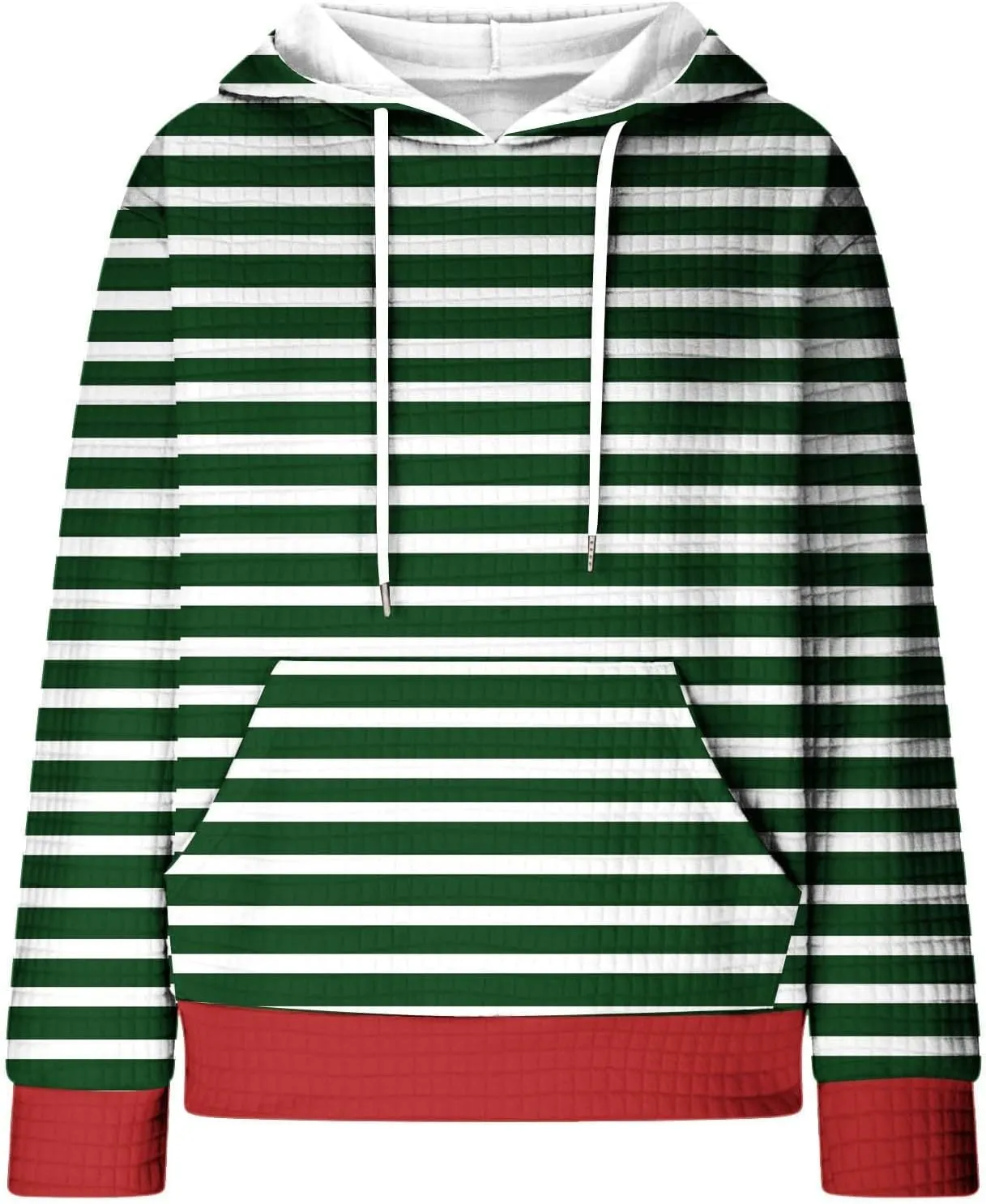 Womens Hoodies Casual Long Sleeve Drawstring Waffle Pullover Tops Solid Hoodie with Pockets