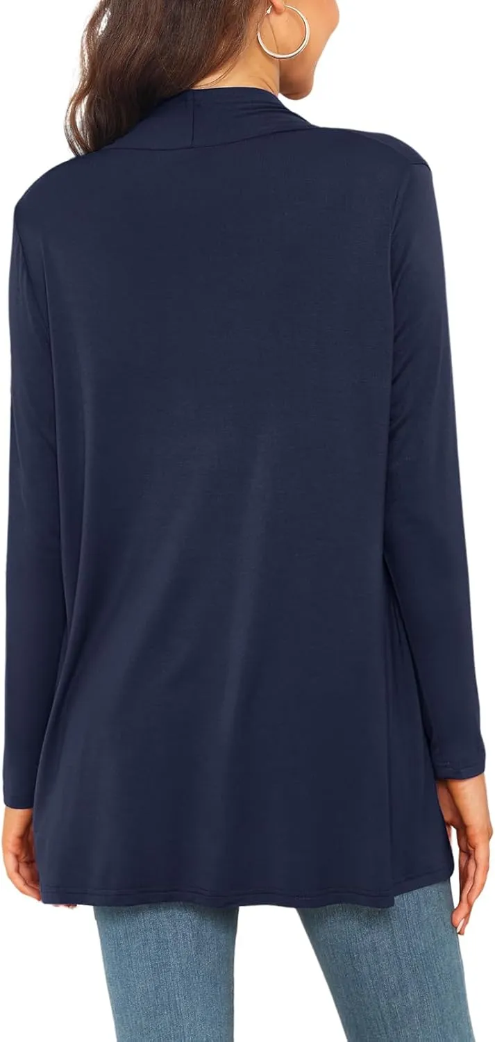 Womens Lightweight Summer Cardigan Casual Drape Soft Open Front Short Sleeve Cardigans with Pockets High Low Hem