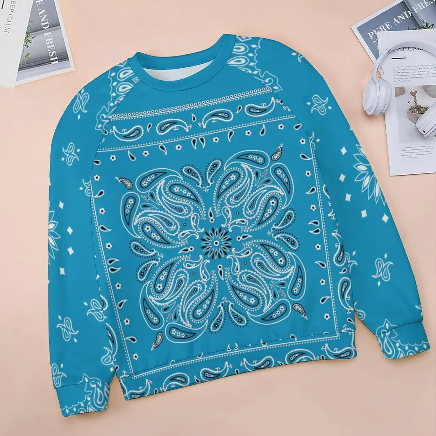 Womens Paisley Print Sweatshirt Oversized Loose Graphic Crewneck Sweatshirts Casual Long Raglan Sleeve Pullover Tops