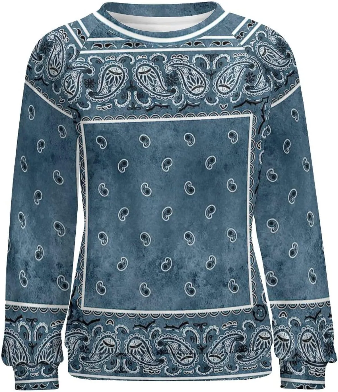 Womens Paisley Print Sweatshirt Oversized Loose Graphic Crewneck Sweatshirts Casual Long Raglan Sleeve Pullover Tops