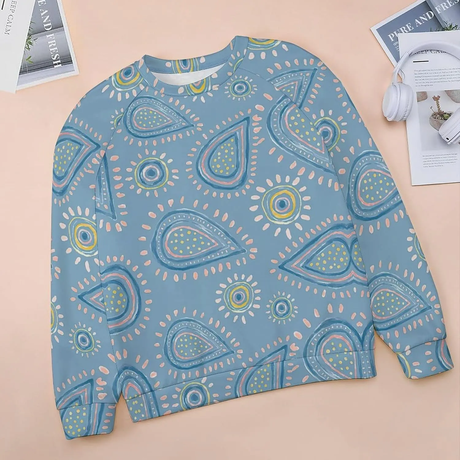 Womens Paisley Print Sweatshirt Oversized Loose Graphic Crewneck Sweatshirts Casual Long Raglan Sleeve Pullover Tops