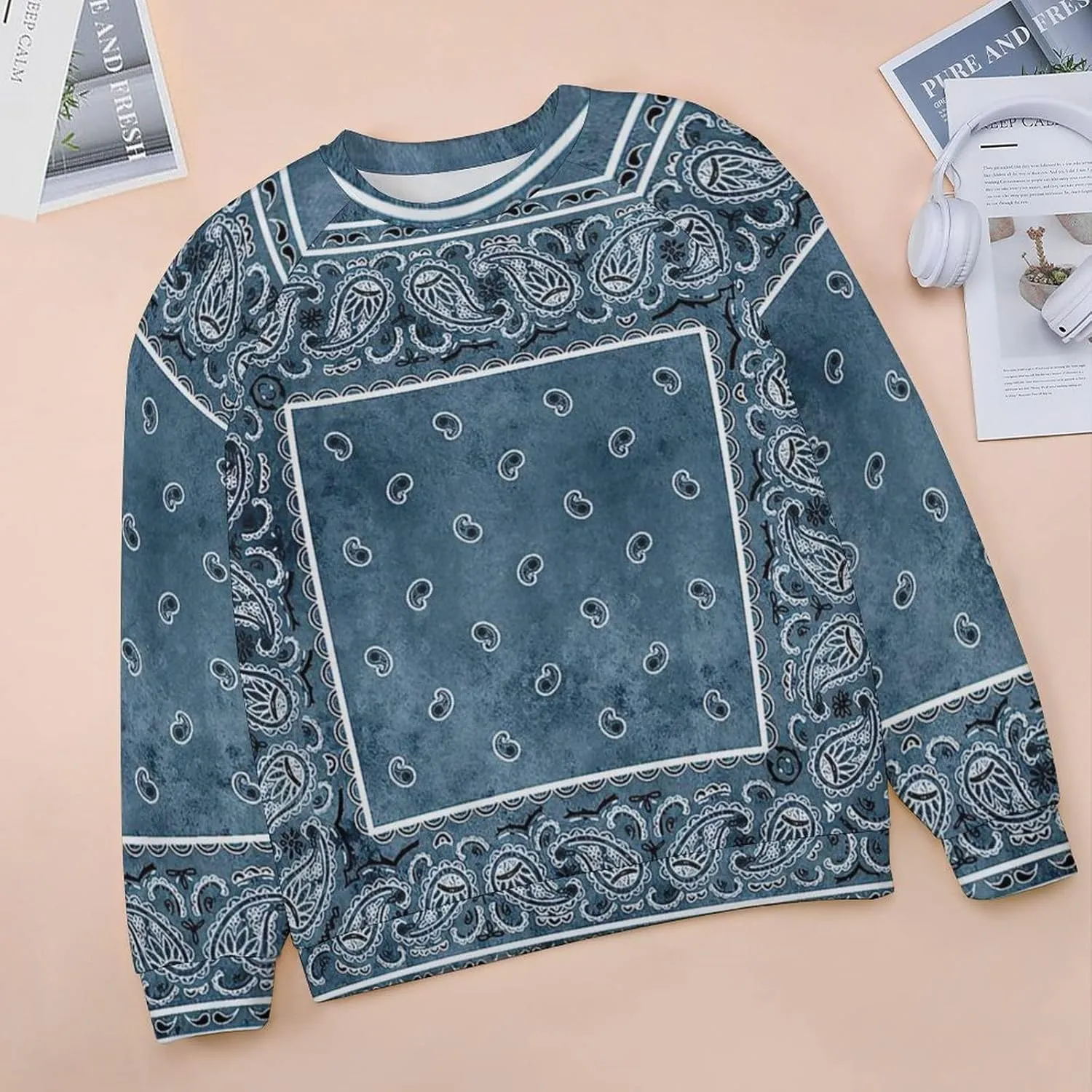 Womens Paisley Print Sweatshirt Oversized Loose Graphic Crewneck Sweatshirts Casual Long Raglan Sleeve Pullover Tops