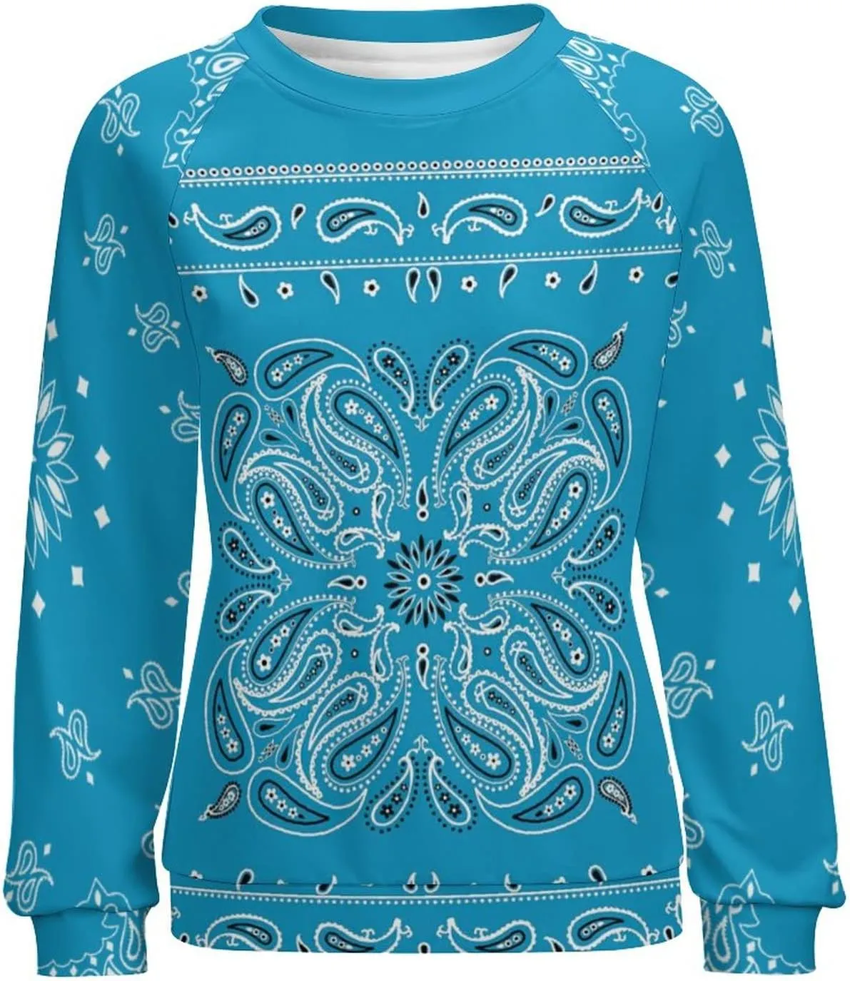 Womens Paisley Print Sweatshirt Oversized Loose Graphic Crewneck Sweatshirts Casual Long Raglan Sleeve Pullover Tops
