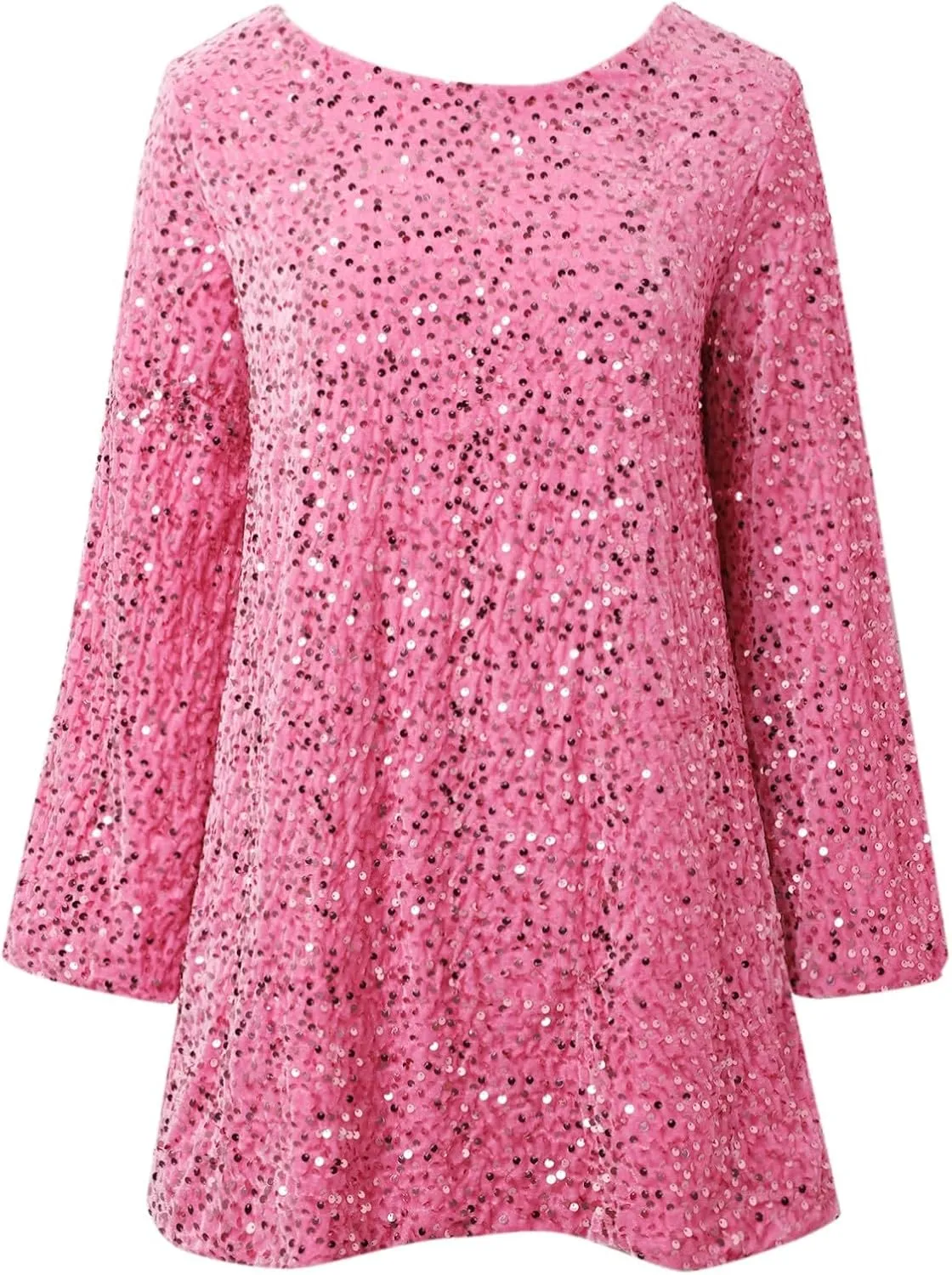 Womens Sequin Warmy Oversized Crewneck Sweatshirts Dress Sparkly Glitter Pullover Long Sleeve Outfits with Bow Ribbon