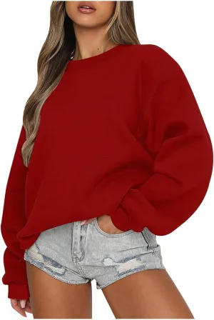 Womens Sweatshirt Oversized Crewneck Long Sleeve Casual Loose Chunky Warm 2024 Fall Pullover Sweaters Trendy Outfits