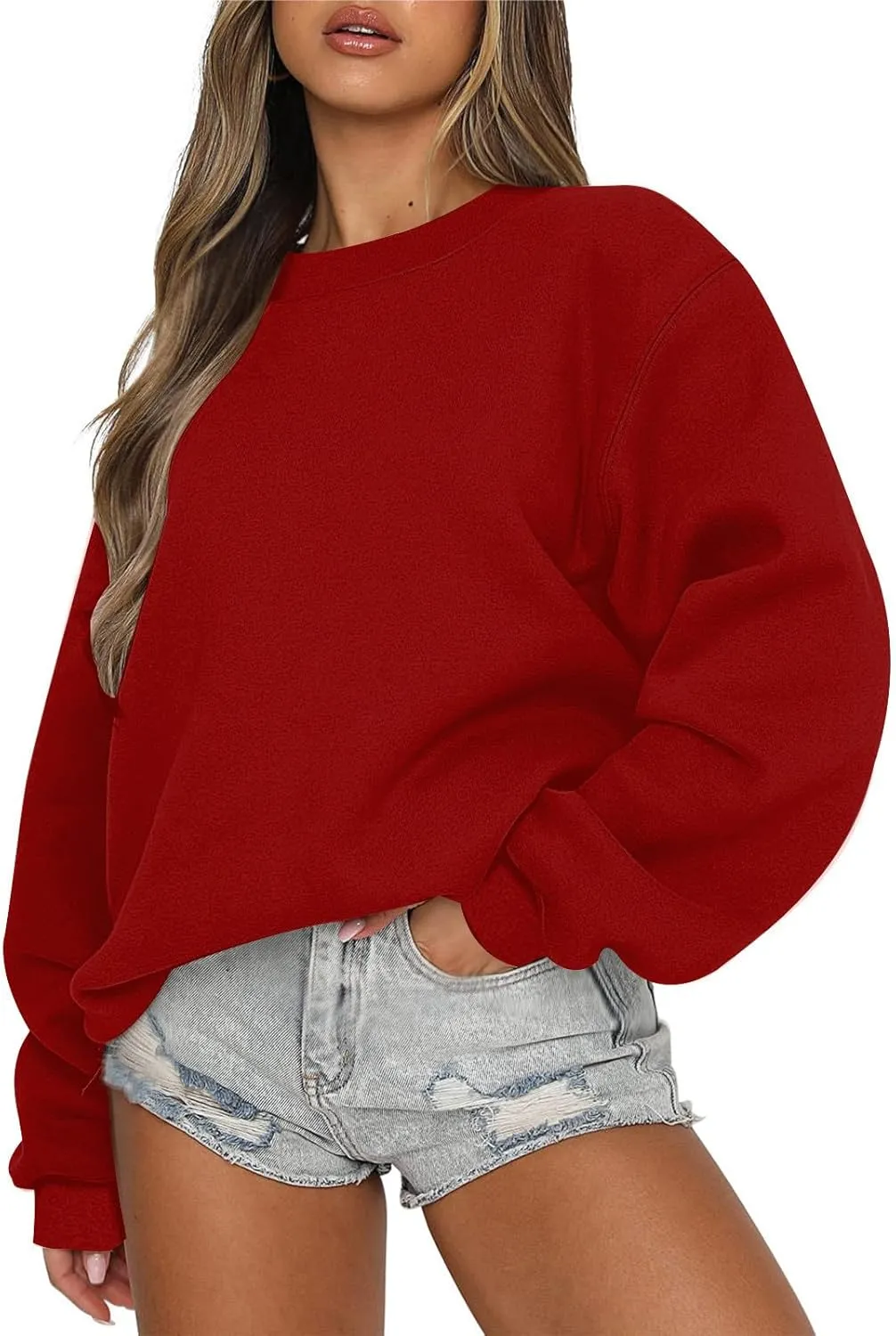 Womens Sweatshirt Oversized Crewneck Long Sleeve Casual Loose Chunky Warm 2024 Fall Pullover Sweaters Trendy Outfits