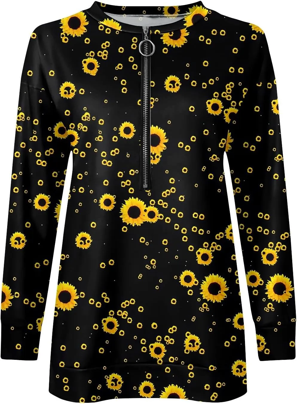 Women's Sweatshirts Trendy Graphic Print Crew Neck Half Zip Long Sleeve Tops 2024 Fall Casual Fashion Outfits