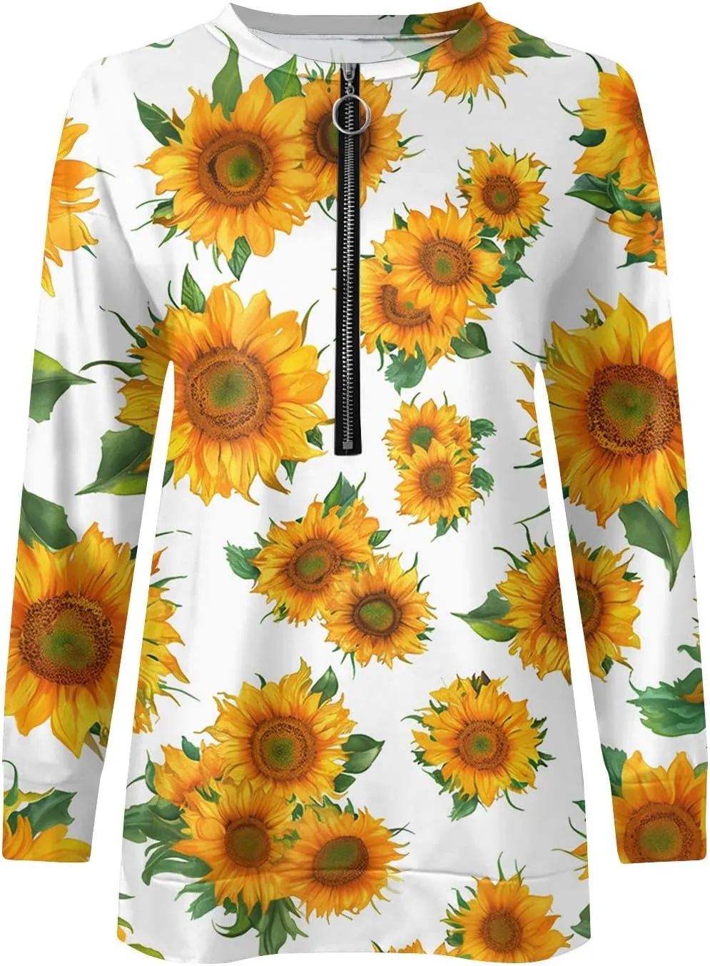 Women's Sweatshirts Trendy Graphic Print Crew Neck Half Zip Long Sleeve Tops 2024 Fall Casual Fashion Outfits