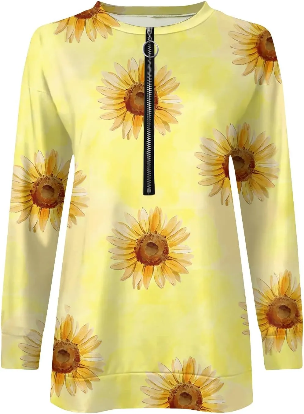 Women's Sweatshirts Trendy Graphic Print Crew Neck Half Zip Long Sleeve Tops 2024 Fall Casual Fashion Outfits