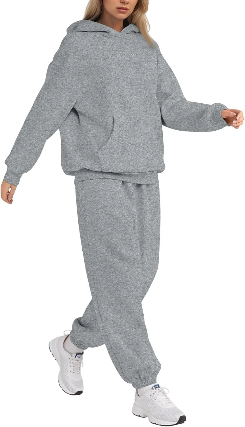 Womens Sweatsuits 2 Piece Set Fleece Hoodie Y2k Cozy Jogger Sweatpants Set Athleisure Comfrt Sweat Sets Loungewear