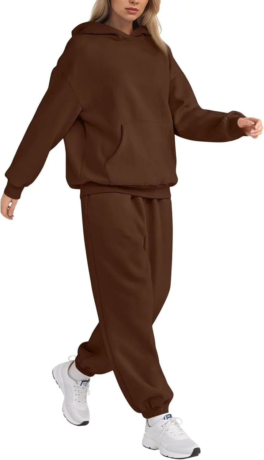 Womens Sweatsuits 2 Piece Set Fleece Hoodie Y2k Cozy Jogger Sweatpants Set Athleisure Comfrt Sweat Sets Loungewear