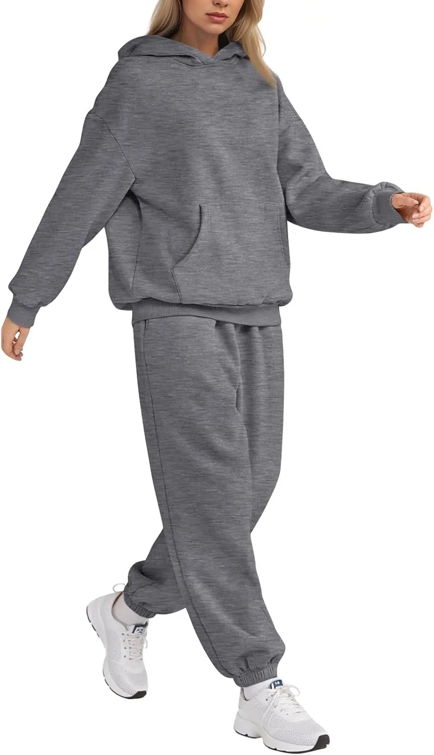 Womens Sweatsuits 2 Piece Set Fleece Hoodie Y2k Cozy Jogger Sweatpants Set Athleisure Comfrt Sweat Sets Loungewear