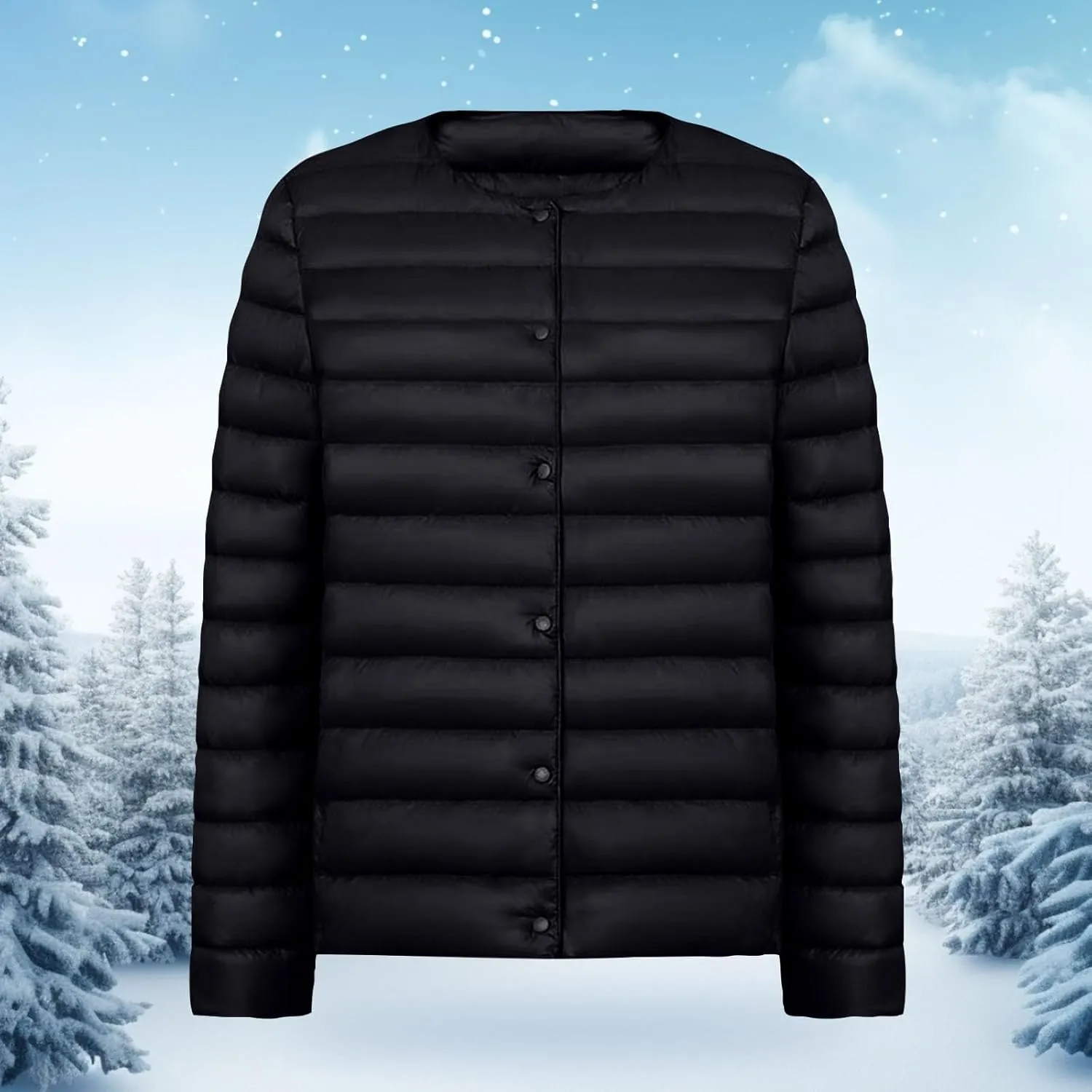 Womens Ultr_a Lightweight Packable Short Down Jacket 2025 Collarless Button Down Quilted Puffer Parka Coats Outerwear