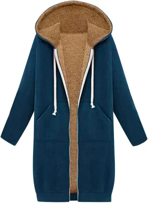 Women's Zip Up Hoodies Oversized Sherpa Lined Long Sweatshirts Casual Long Sleeve 2024 Fall Hoodie Jacket Coat