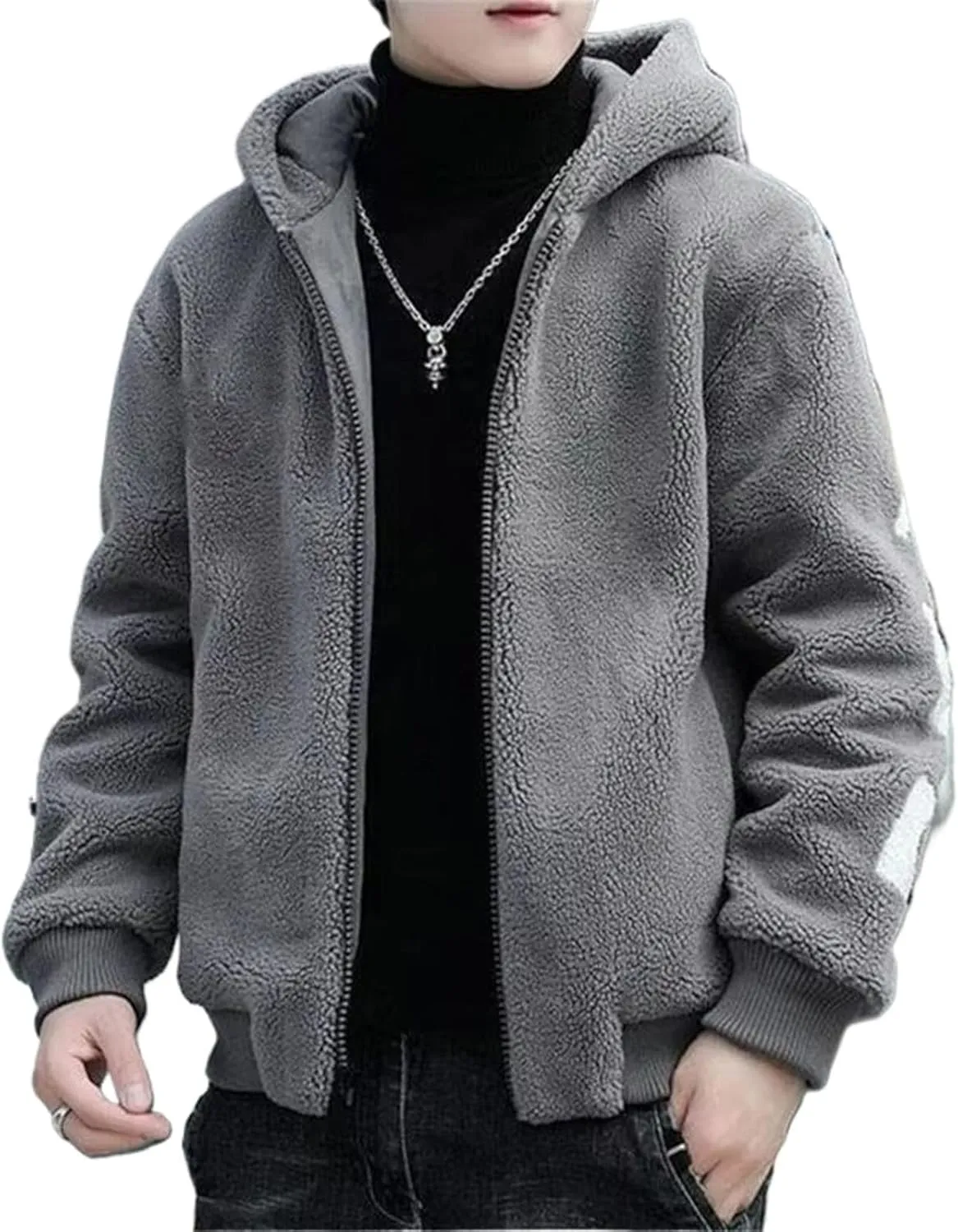 Wool Coat Men Clothing Casual Cotton-padded Jacket Male Autumn Winter Pocket Long Sleeve