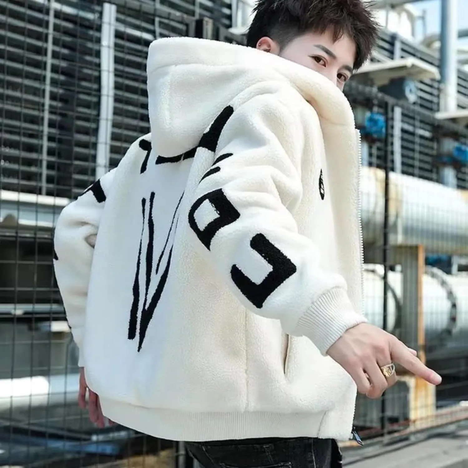 Wool Coat Men Clothing Casual Cotton-padded Jacket Male Autumn Winter Pocket Long Sleeve