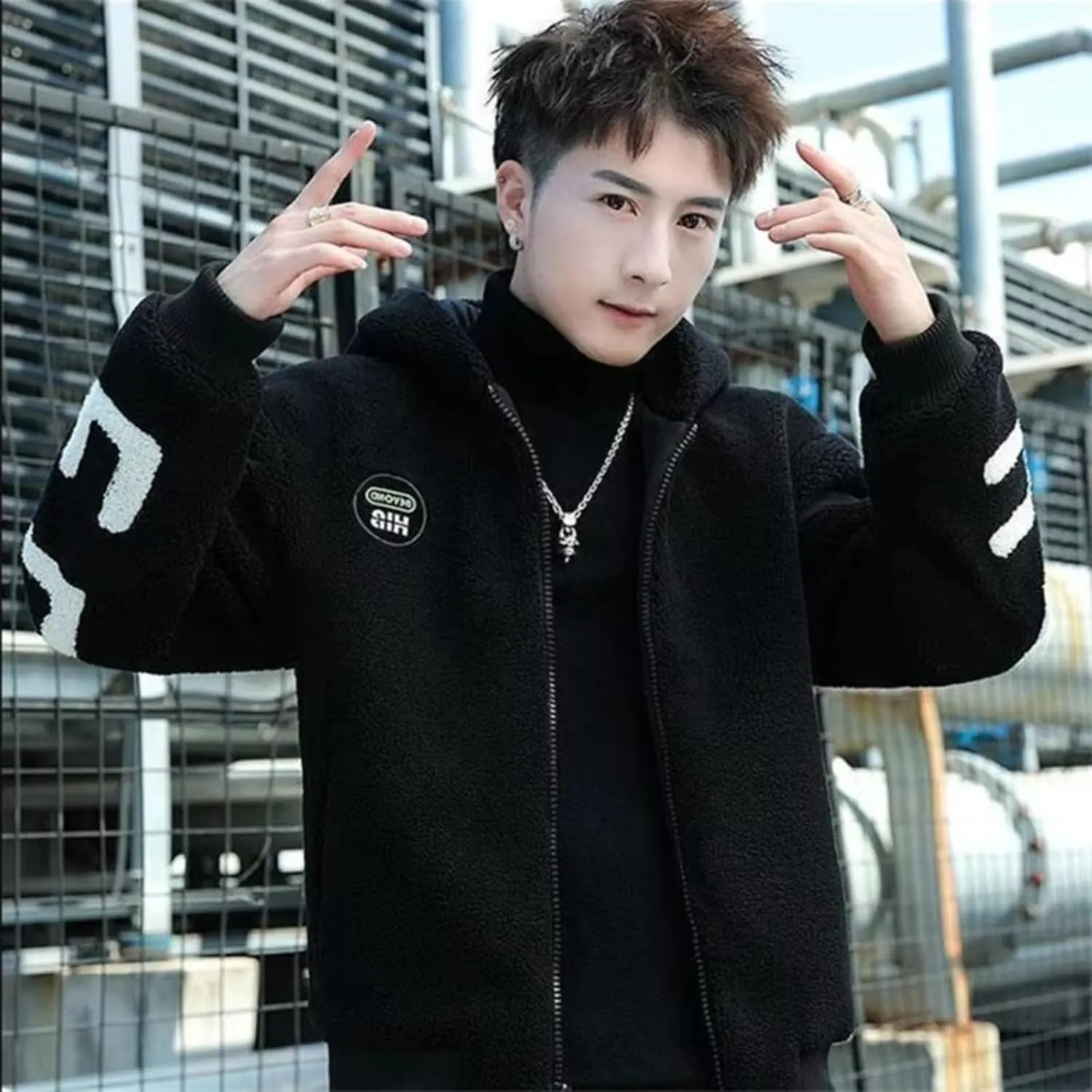 Wool Coat Men Clothing Casual Cotton-padded Jacket Male Autumn Winter Pocket Long Sleeve