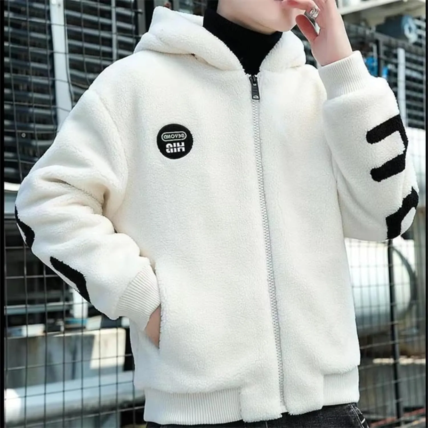 Wool Coat Men Clothing Casual Cotton-padded Jacket Male Autumn Winter Pocket Long Sleeve