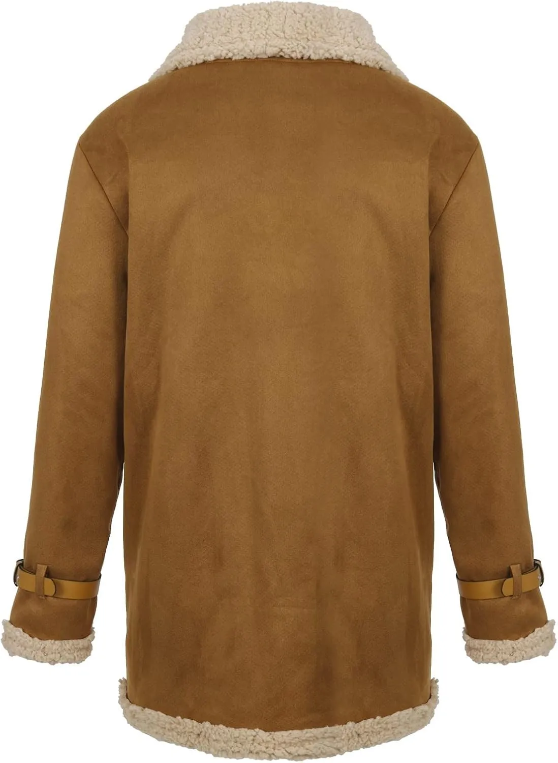 XIAXOGOOL Winter Coat For Men Big And Tall Faux Suede Fur Jacket Lapel Heavyweight Thicken Thermal Sherpa Lined Overcoat