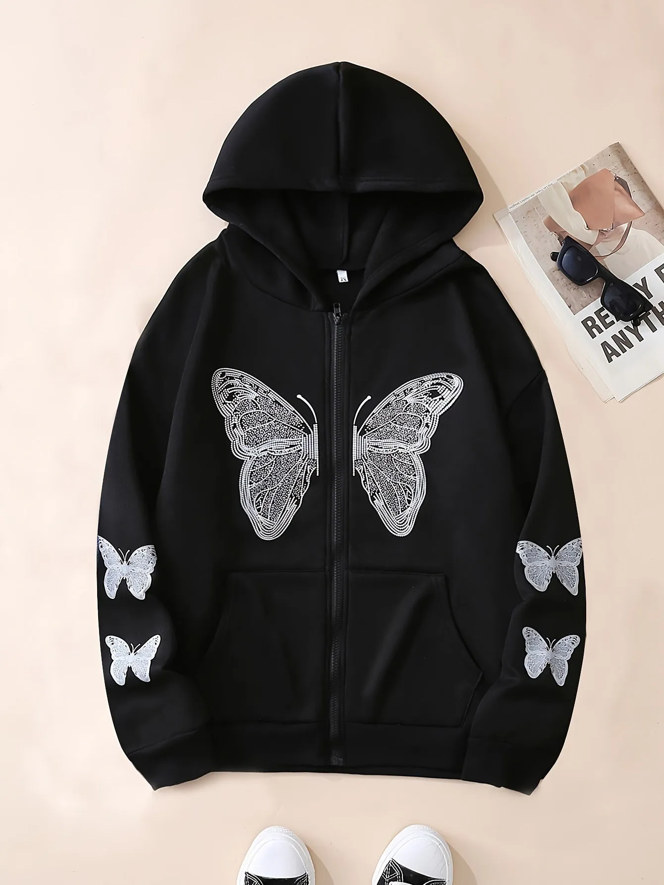 Y2K Long Sleeve Crew Neck Zip Up Hoodies Sweatshirts OD8741