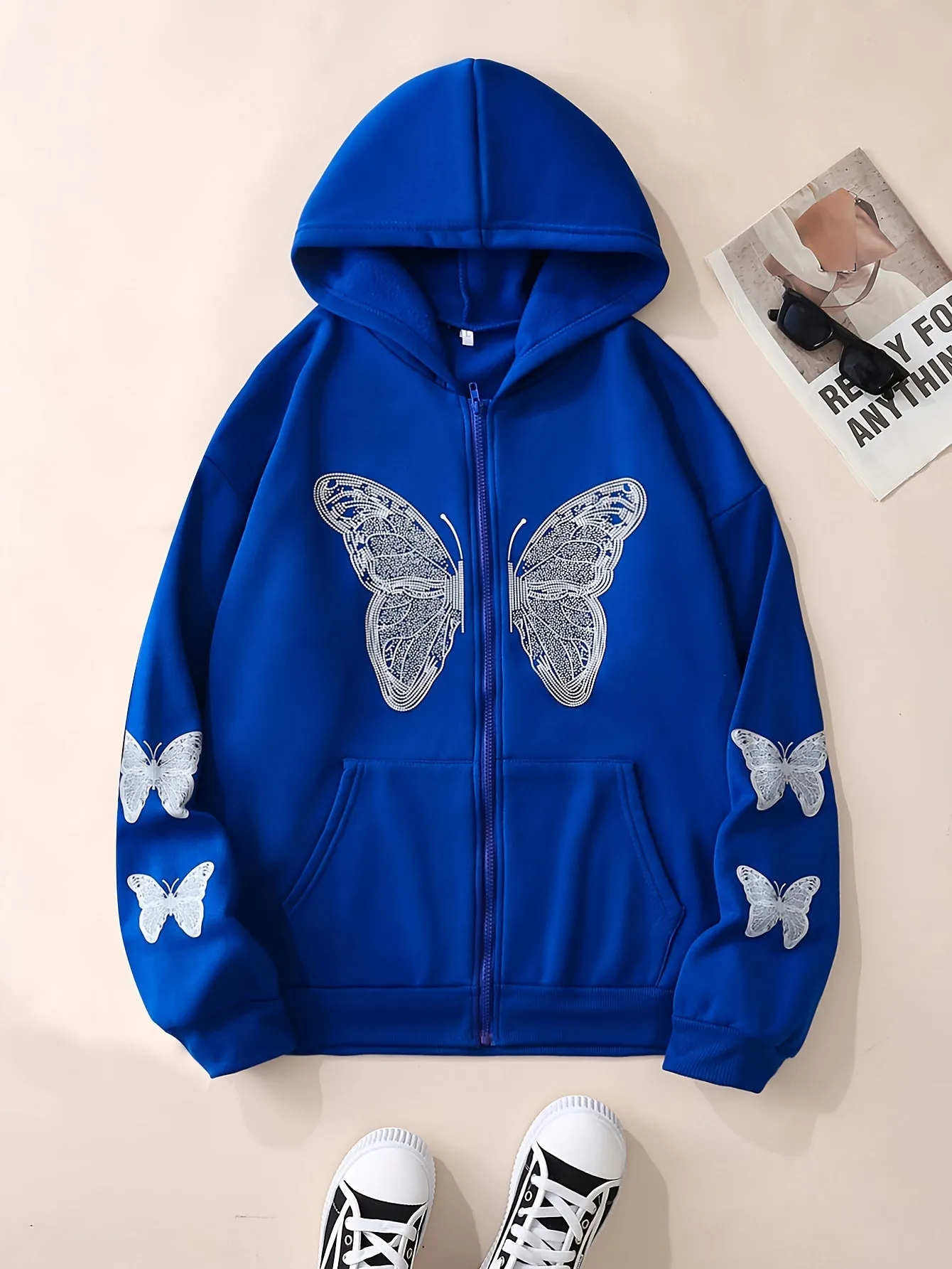 Y2K Long Sleeve Crew Neck Zip Up Hoodies Sweatshirts OD8741