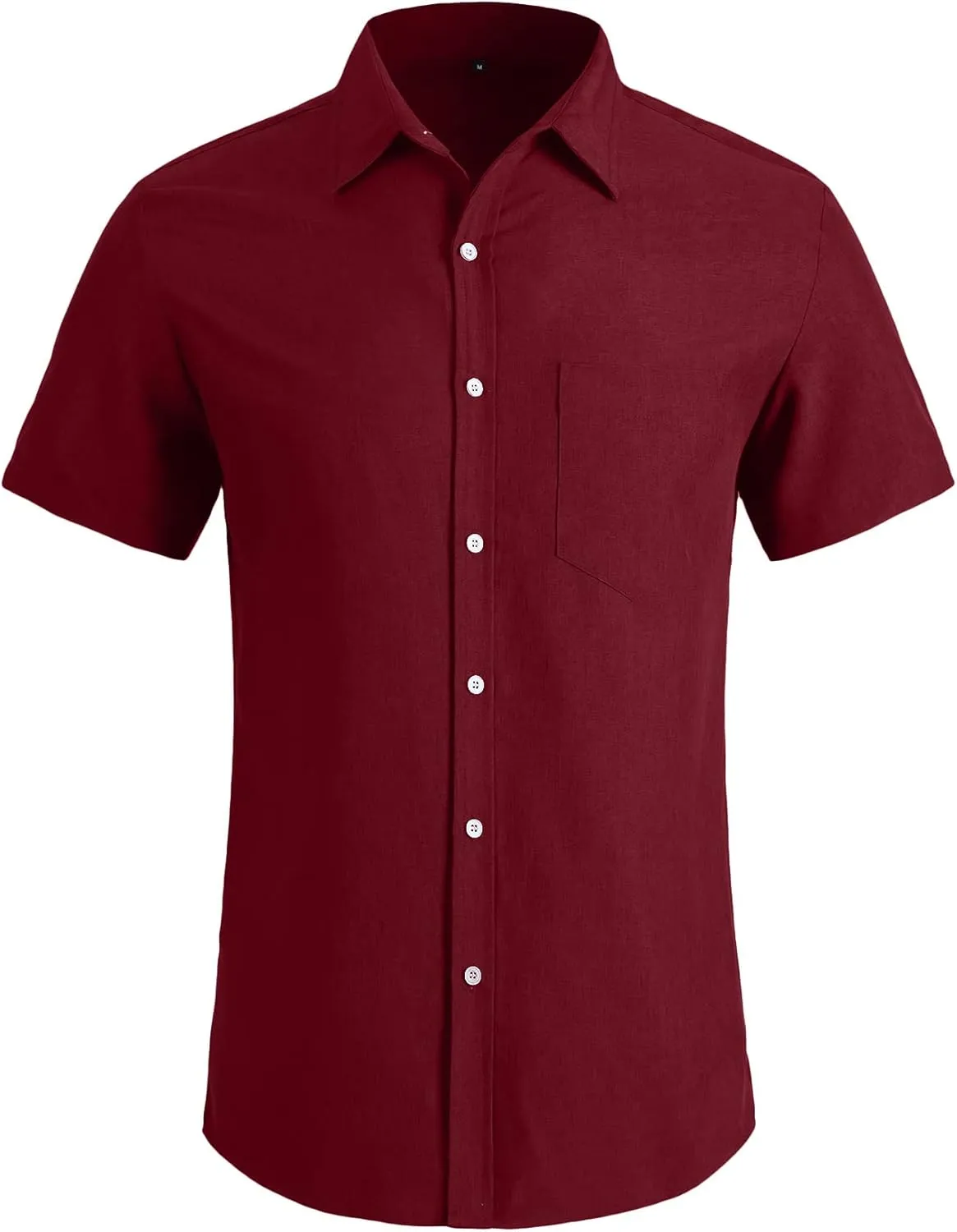 YTD Men's Casual Linen Button Down Shirt Short Sleeve Beach Shirt