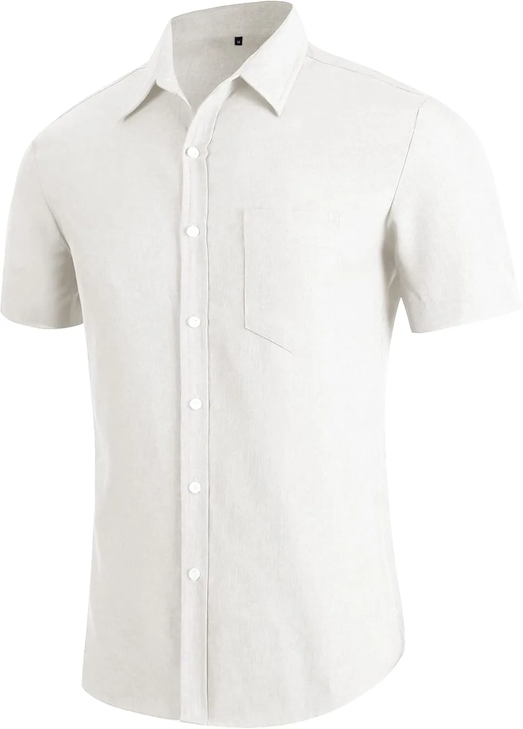 YTD Men's Casual Linen Button Down Shirt Short Sleeve Beach Shirt