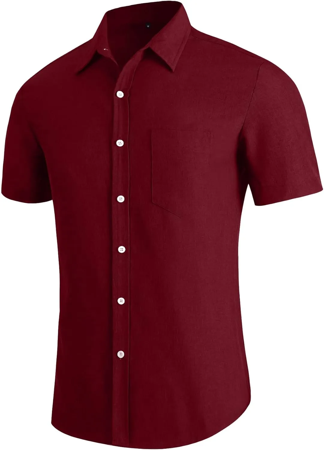 YTD Men's Casual Linen Button Down Shirt Short Sleeve Beach Shirt