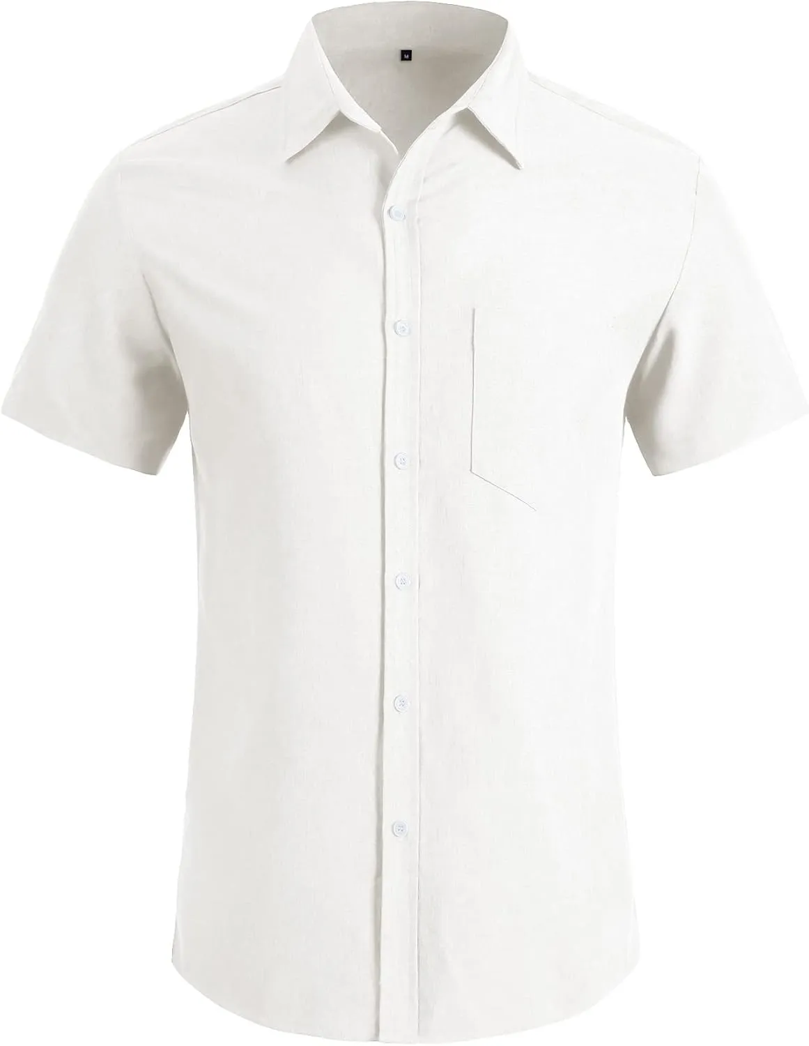 YTD Men's Casual Linen Button Down Shirt Short Sleeve Beach Shirt