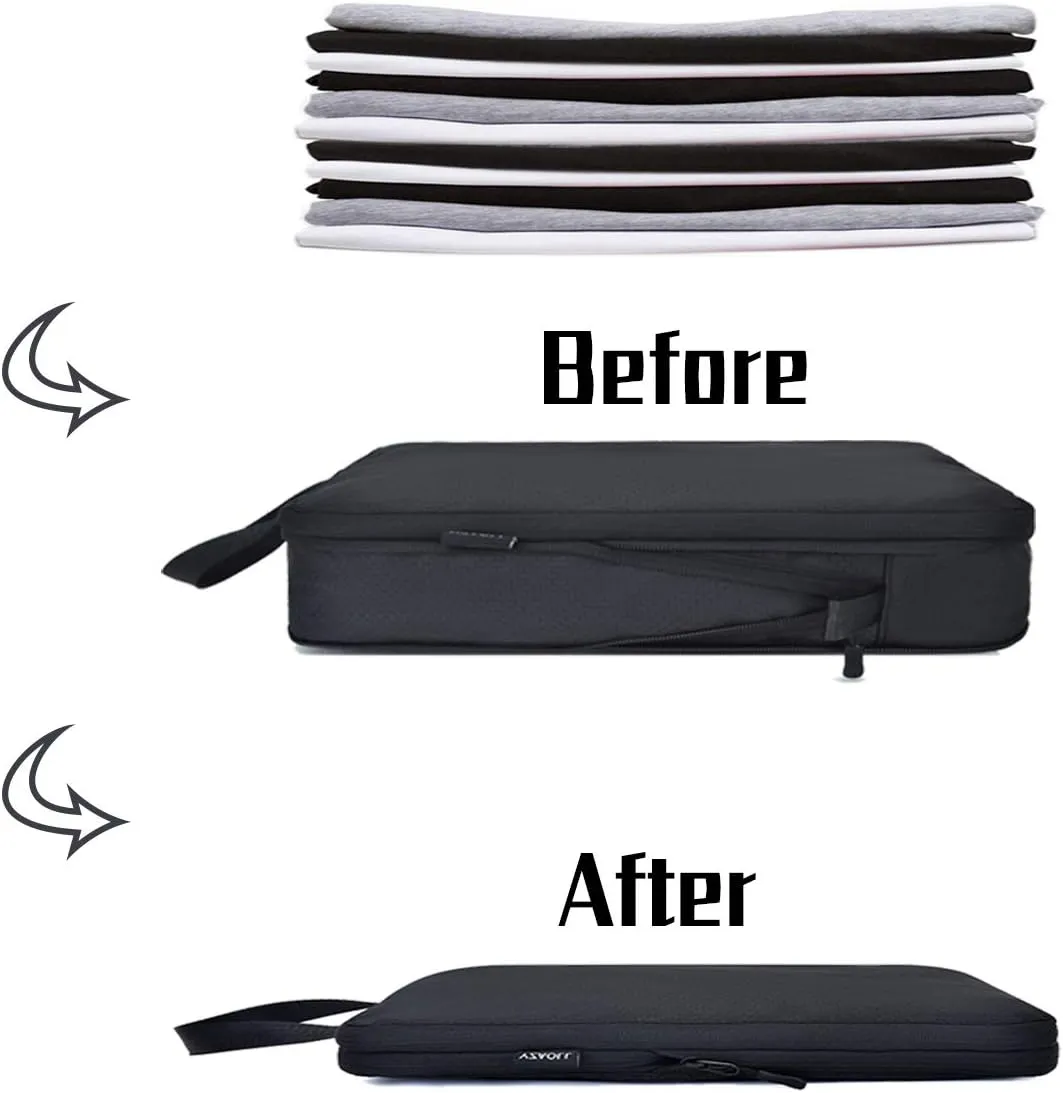 YZAOLL 3 Set/6 Set/7 Set Compression Packing Cubes Travel Accessories Expandable Packing Organizers,Travel Essentials for Carry on 3 Set Black