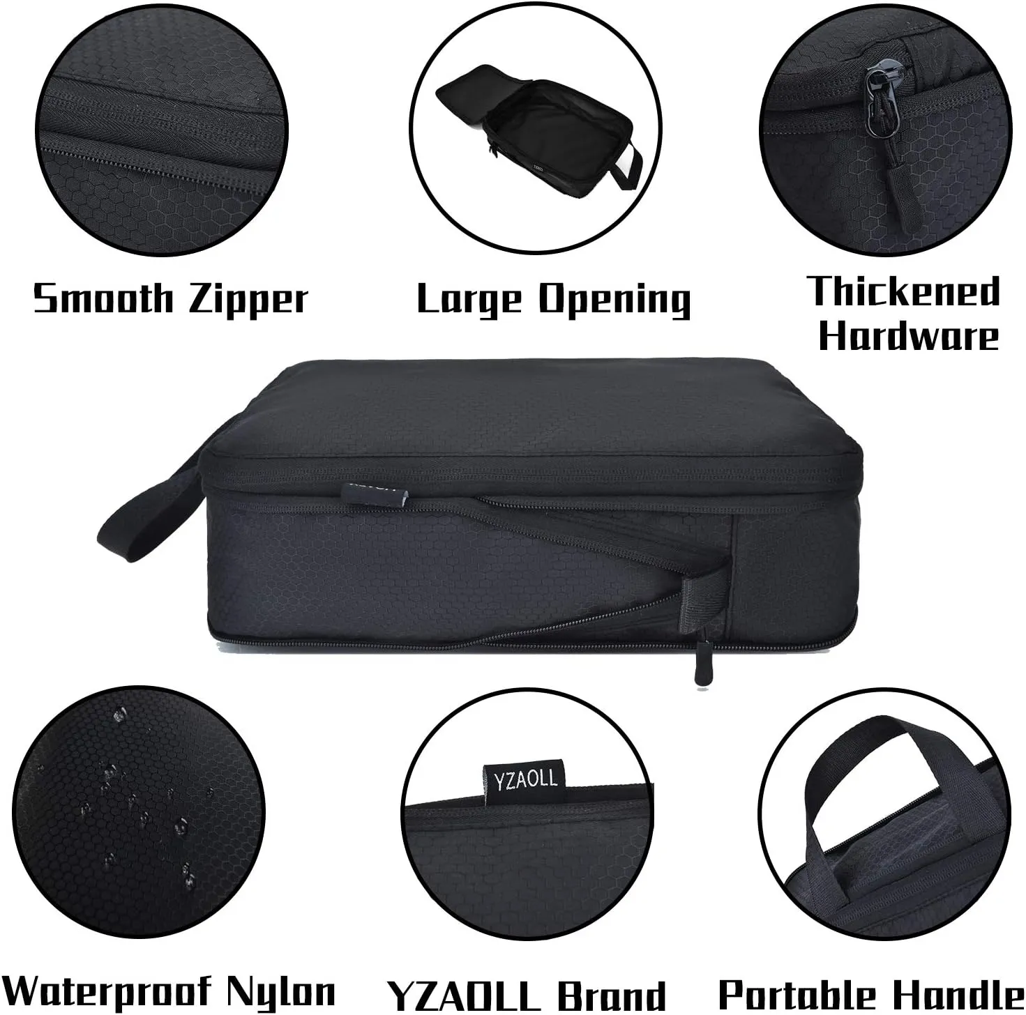 YZAOLL 3 Set/6 Set/7 Set Compression Packing Cubes Travel Accessories Expandable Packing Organizers,Travel Essentials for Carry on 3 Set Black