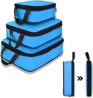 YZAOLL 3 Set/6 Set/7 Set Compression Packing Cubes Travel Accessories Expandable Packing Organizers,Travel Essentials for Carry on 3 Set Blue