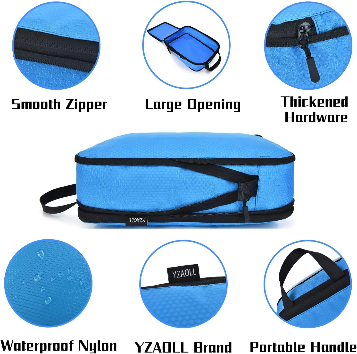 YZAOLL 3 Set/6 Set/7 Set Compression Packing Cubes Travel Accessories Expandable Packing Organizers,Travel Essentials for Carry on 6 Set BlackBlue