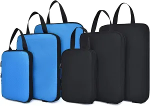 YZAOLL 3 Set/6 Set/7 Set Compression Packing Cubes Travel Accessories Expandable Packing Organizers,Travel Essentials for Carry on 6 Set BlackBlue
