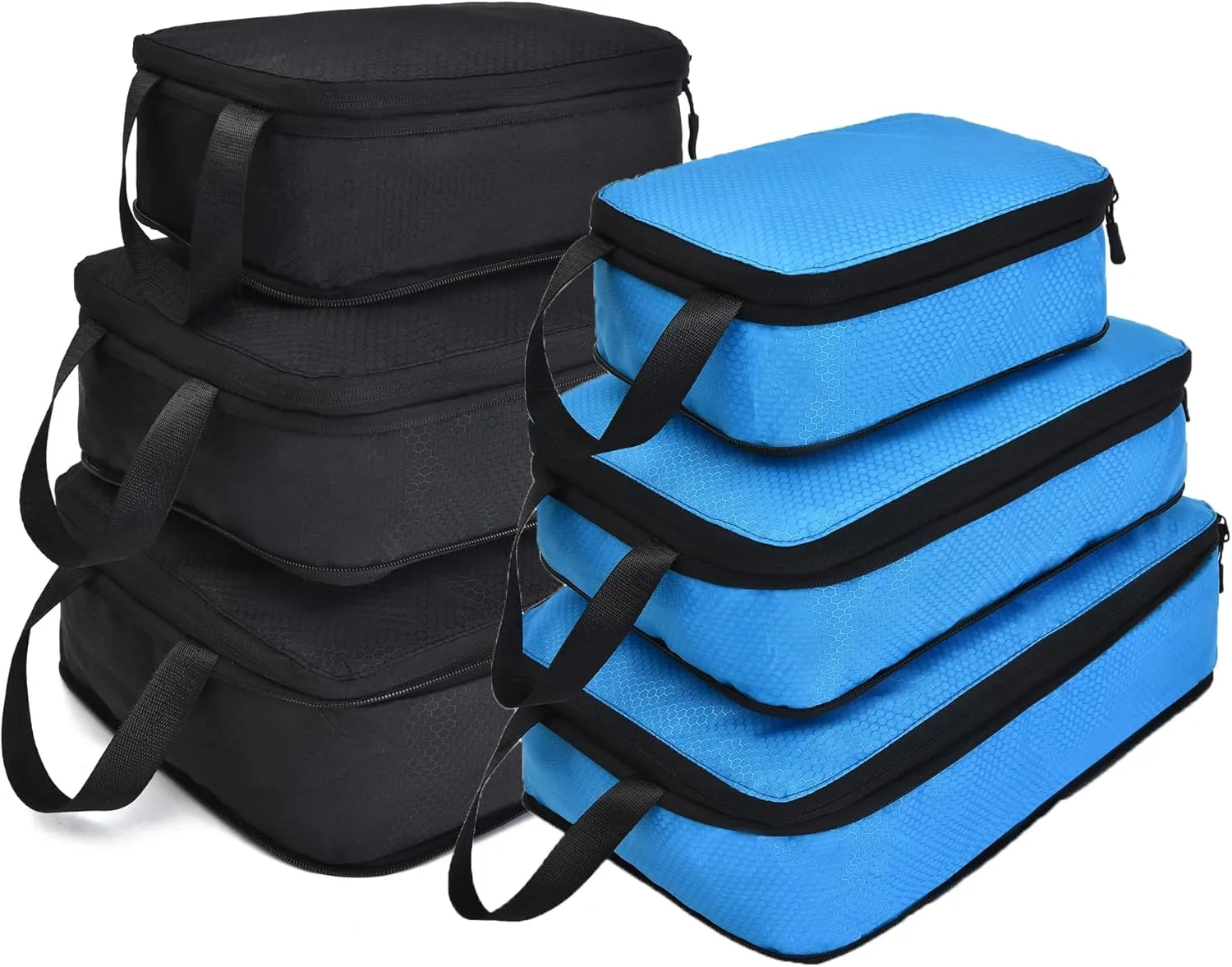 YZAOLL 3 Set/6 Set/7 Set Compression Packing Cubes Travel Accessories Expandable Packing Organizers,Travel Essentials for Carry on 6 Set BlackBlue
